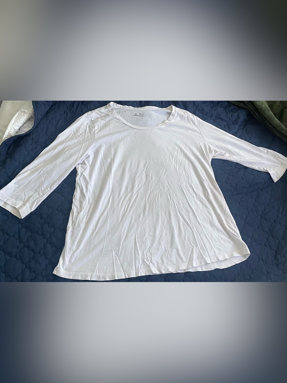 Susina White Long Sleeve Crewneck Tee Size 1X Pima Cotton